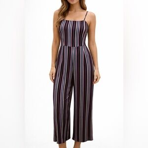 Ambiance Striped Wide Leg Romper Size M Boho Summer Jumpsuit